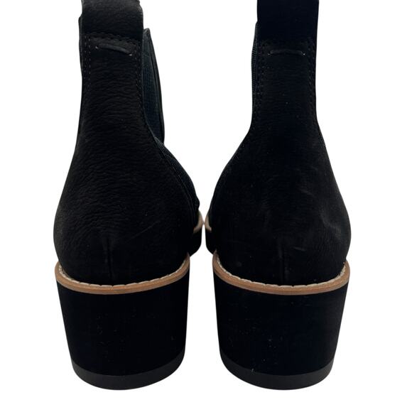 Eileen Fisher Lilou Nubuck Stretch Knit Black Ankle Boot 2” Wedge Chelsea 7.5 - Picture 6 of 13